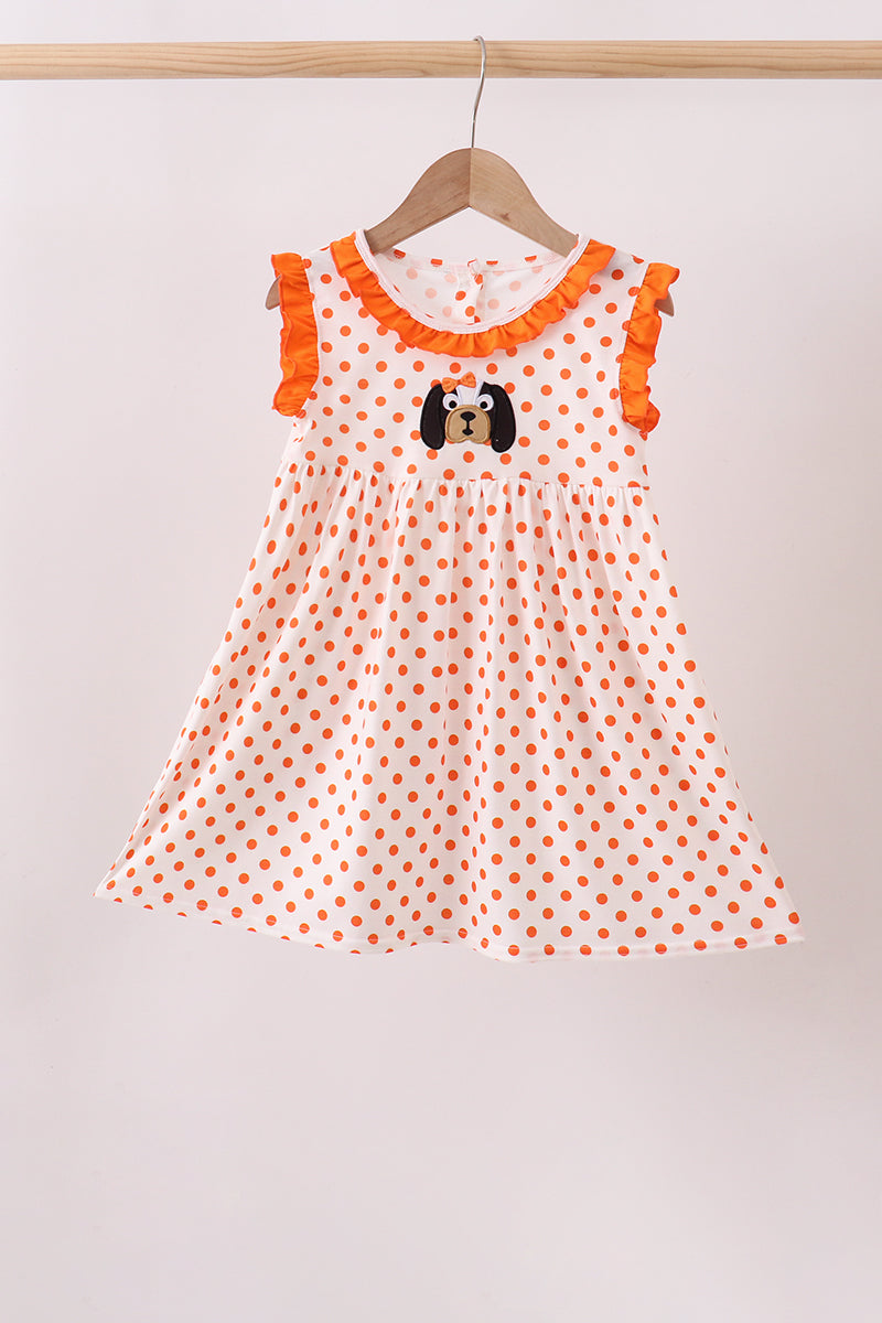 Orange Tennessee Dog Appliqué Dress - ARIA KIDS
