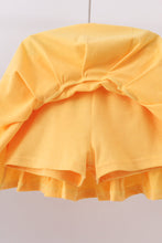 Blue bus bow embroidery ruffle skorts set