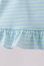 Blue Stripe Schoolhouse Appliqué Ruffle Set