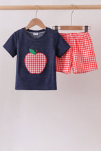 Navy Apple Applique Denim Set