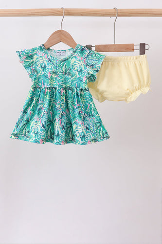 Green Lily Floral Bloomer Set - ARIA KIDS