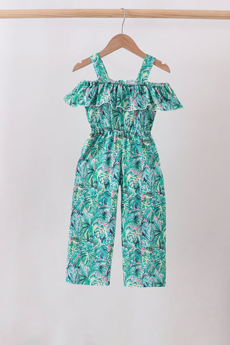 Green Lily Floral Jumpsuit - ARIA KIDS