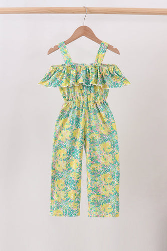 Yellow Lily Floral Jumpsuit - ARIA KIDS