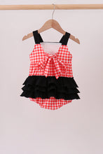 Red Character Plaid Embroidered Bubble