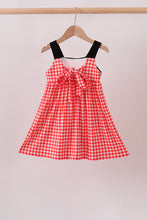 Red Character Plaid Embroidered Dress