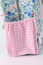 Blue Floral Character French Knot Ruffle Backpack