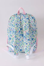 Blue Floral Character French Knot Ruffle Backpack