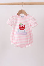 Pink Stripe Apple Book Applique Bubble