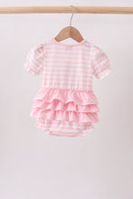 Pink Stripe Apple Book Applique Bubble