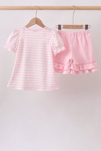 Pink Stripe Apple Book Appliqué Ruffle Set