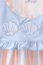 Seashell Stripe Embroidered Dress