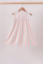 Seashell Stripe Embroidered Dress