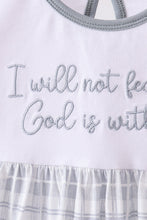 Blue Faith Quote Embroidered Dress