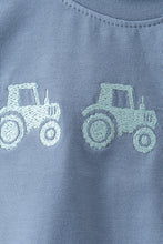 Blue Farm Tractor Embroidered Bubble