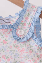 Blue Floral Print Ruffle Bubble
