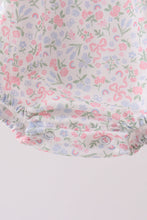 Blue Floral Print Ruffle Bubble