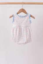Blue Floral Print Ruffle Bubble
