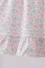 Blue Floral Print Ruffle Shorts Set