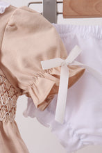Khaki Puppy Smocked Bloomer Set