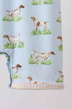 Blue Puppy Embroidered Pocket Romper