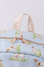 Blue hunting dog embroidery backpack