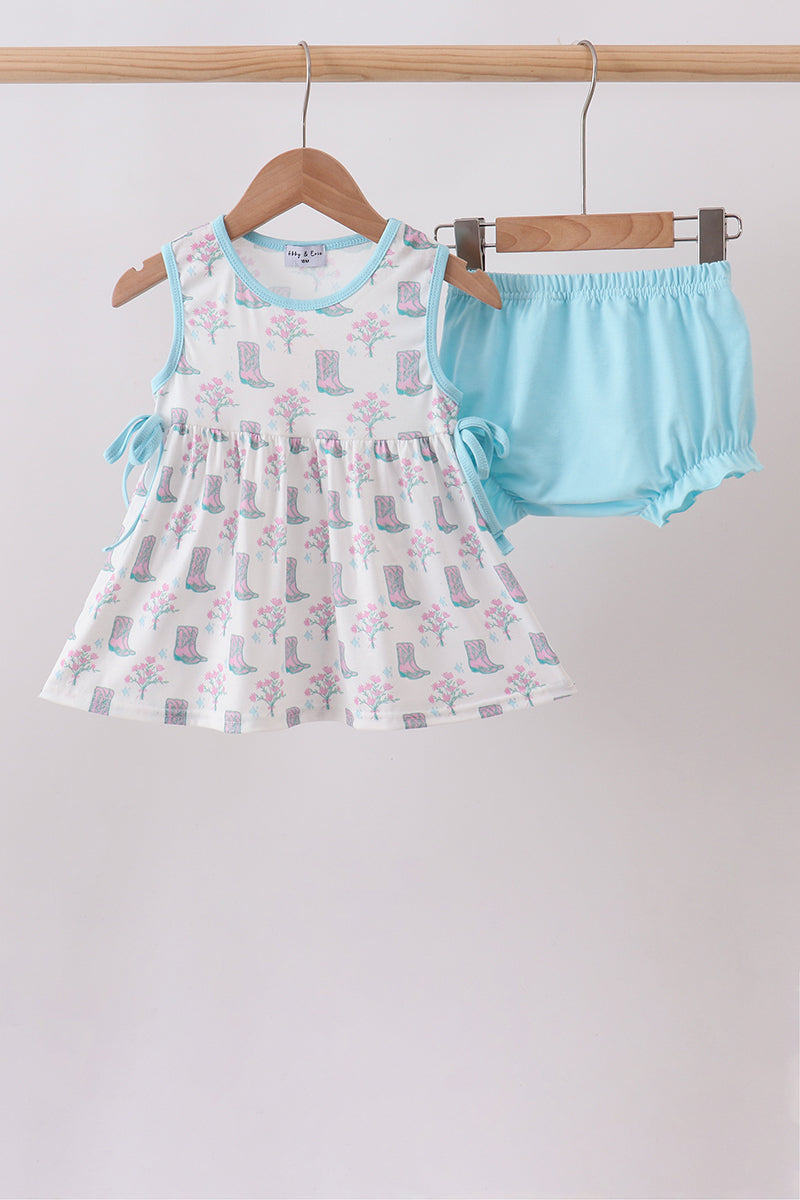 Blue Boots Print Bloomer Set - ARIA KIDS