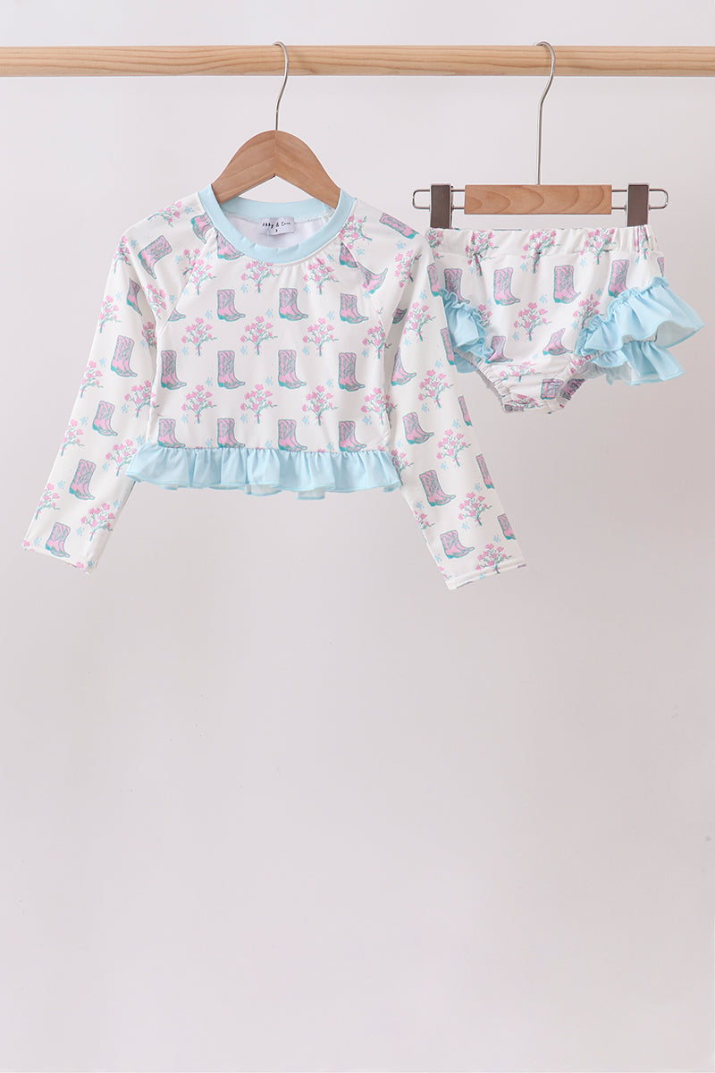 Blue Boots Ruffle Rashguard Set - ARIA KIDS