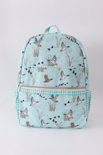 Green duck print backpack