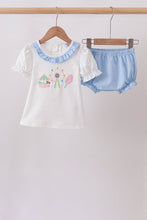Blue Carousel Embroidered Bloomer Set - ARIA KIDS