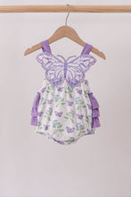 Purple Butterfly Applique Ruffle Bubble