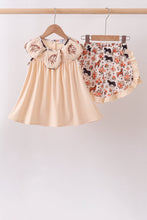 Khaki horse embroidery ruffle shorts set - ARIA KIDS