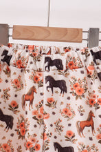 Khaki horse embroidery ruffle shorts set - ARIA KIDS