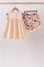 Khaki horse embroidery ruffle shorts set - ARIA KIDS