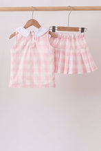 Pink Gingham Skorts Set
