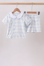 Blue Gingham Shorts Set