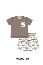 Fish Embroidered Shorts Set