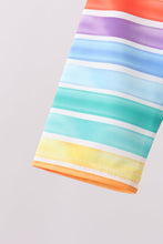 Rainbow Stripe Bow Ruffle Rashguard Set