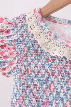 Blue Floral Smocked Ruffle Dress