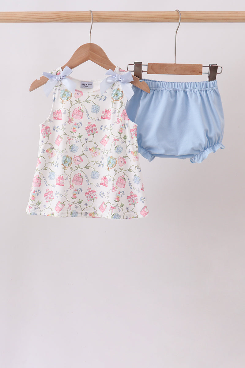 Blue Hydrangea Ruffle Bloomer Set - ARIA KIDS