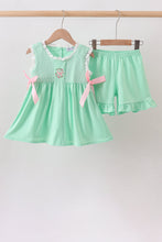 Green Butterfly Smocked Ruffle Shorts Set