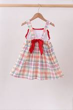 Red ABC Embroidered Plaid Dress