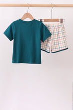 Teal Puppy Applique Plaid Set - ARIA KIDS