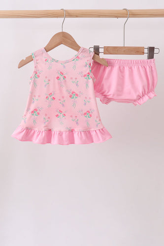 Pink Floral Ruffle Bloomer Set - ARIA KIDS