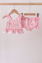 Pink Floral Ruffle 2pc Swimsuit