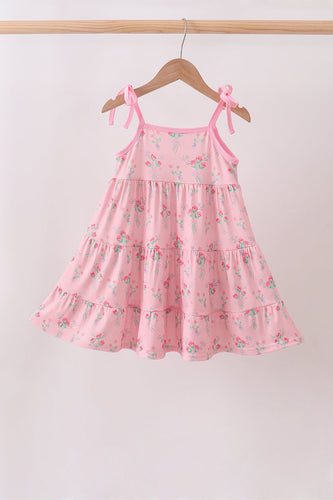 Pink Floral Tiered Dress - ARIA KIDS