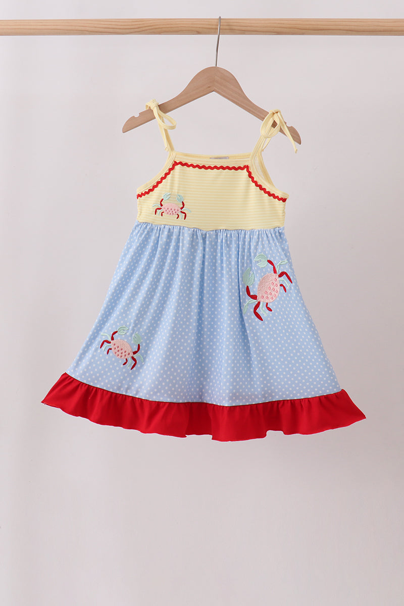 Blue Crab Applique Dress - ARIA KIDS