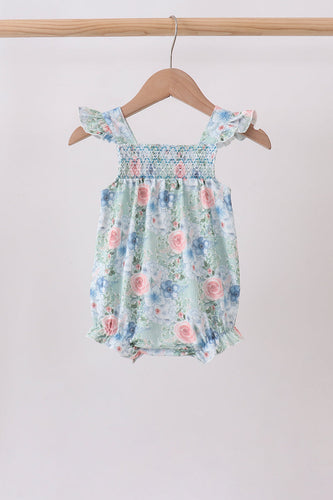 Floral Smocked Bubble - ARIA KIDS