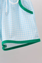 Green pocket grid shorts set