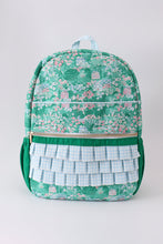 Green floral ruffle backpack