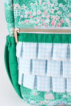 Green floral ruffle backpack